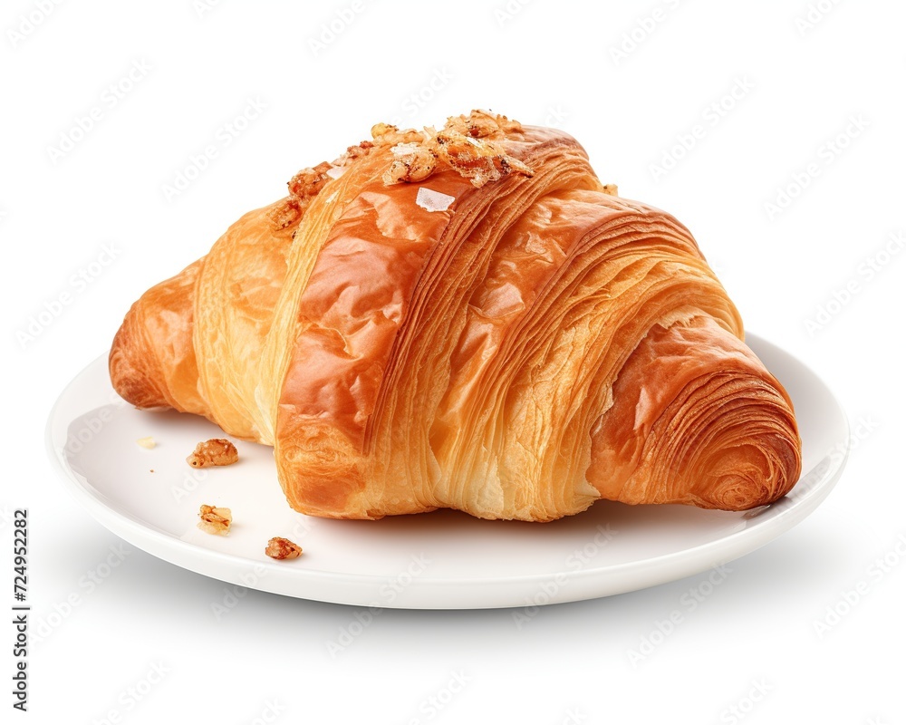 mouthwatering viennoiserie croissant isolated on white background for design exploration. generative AI