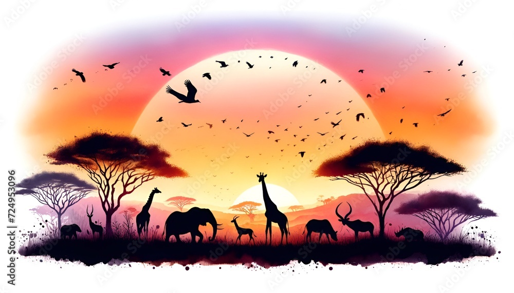 Illustration of animals silhouette for world wildlife day 