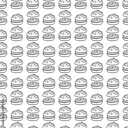 Seamless pattern with hand drawn sandwich illustrations. Perfect for food-related designs.