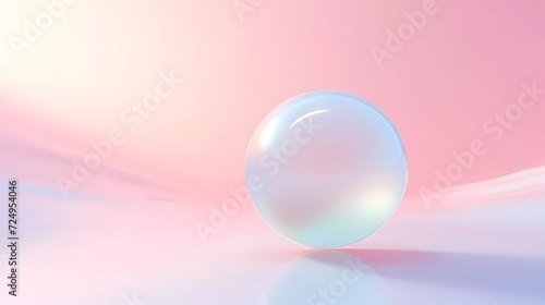 Clean and peaceful background of a perfect 3D ball floating in the air with soft, pastel colors. generative ai