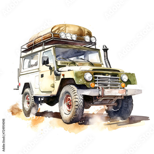 Land Rover Defender Watercolor Clipart, Ai generative