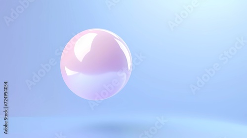 Clean and peaceful background of a perfect 3D ball floating in the air with soft  pastel colors. generative ai