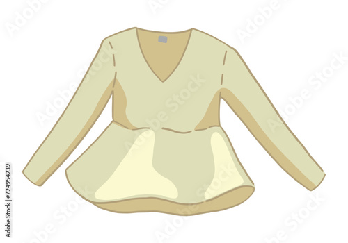 Clip art of long sleeves blouse. Casual clothes doodle. Cartoon vector illustration clipart isolated on white.