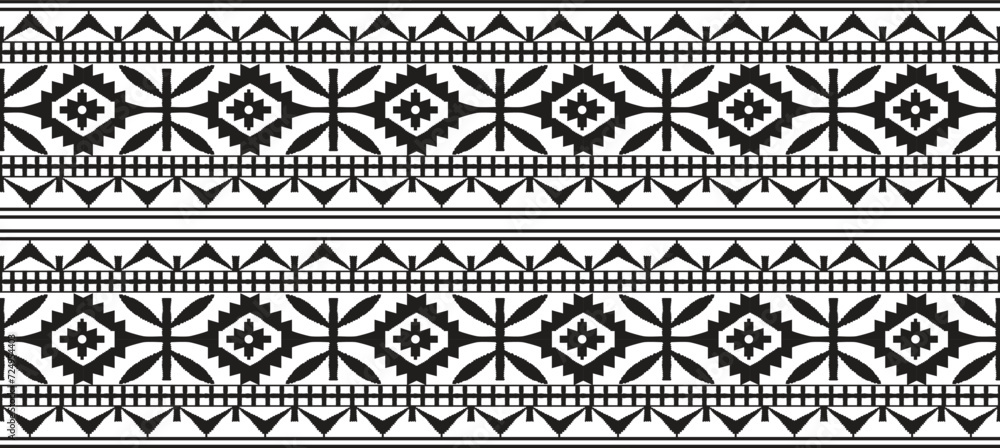 Textile fabric border motif pattern for a geometric oriental seamless pattern. Border decoration. Design for background, wallpaper, vector illustration, textile, batik, carpet, fabric, clothin Textile fabric border motif pattern for a geometric oriental seamless pattern. Border decoration. Design for background, wallpaper, vector illustration, textile, batik, carpet, fabric, clothin