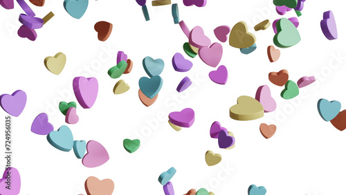 Isolated falling pastel candy hearts
