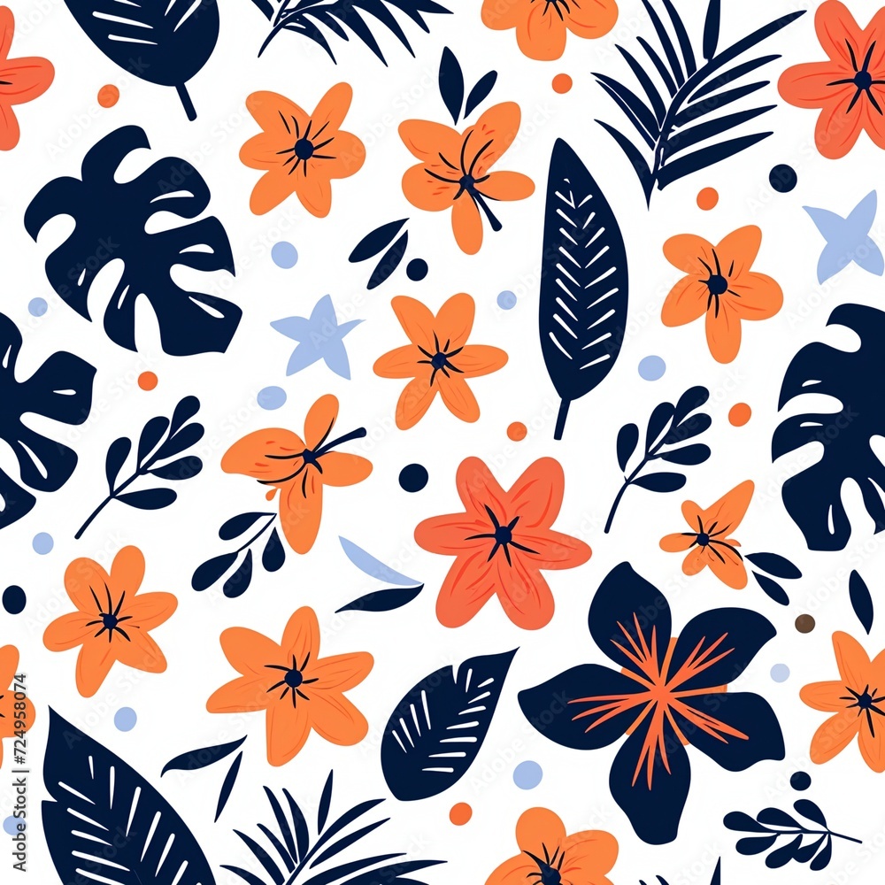 Obraz premium Seamless Pattern With Seashells And Starfishes