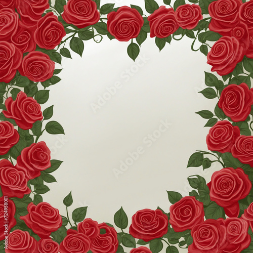 Heart frame of red roses.