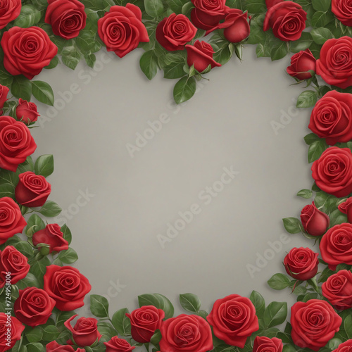 Heart frame of red roses.