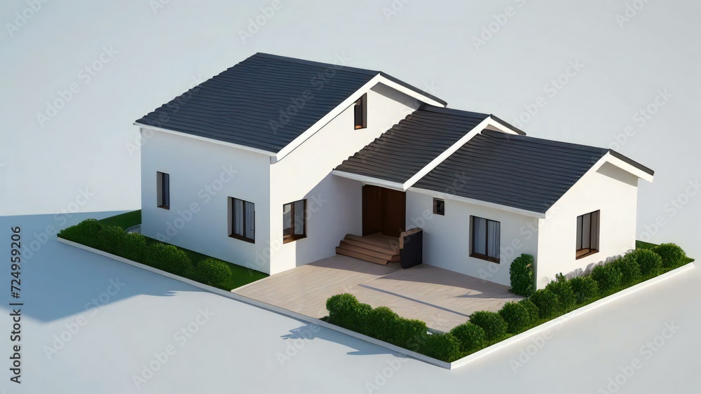 3d house model rendering on white background, Clean and precise 3D illustration modern cozy house. Concept for real estate or property. 3d house model rendering on white background, Clean and precise 3D illustration modern cozy house. Concept for real estate or property.