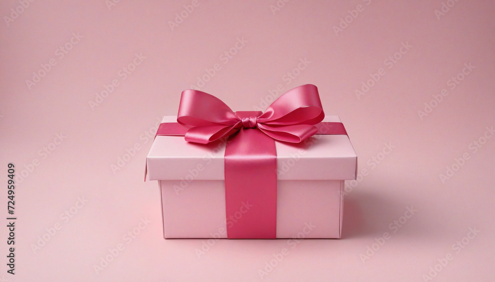 Fototapeta premium pink gift box on pink background