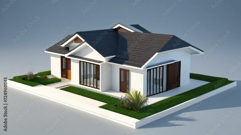 3d house model rendering on white background, Clean and precise 3D illustration modern cozy house. Concept for real estate or property. 3d house model rendering on white background, Clean and precise 3D illustration modern cozy house. Concept for real estate or property.