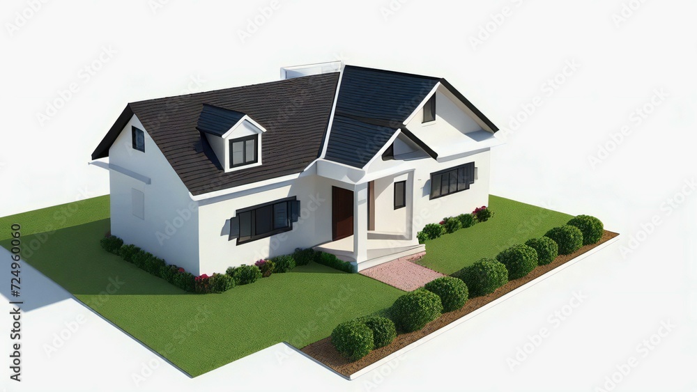 3d house model rendering on white background, Clean and precise 3D illustration modern cozy house. Concept for real estate or property. 3d house model rendering on white background, Clean and precise 3D illustration modern cozy house. Concept for real estate or property.