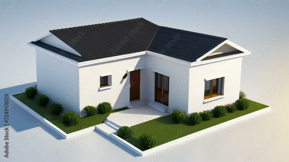 3d house model rendering on white background, Clean and precise 3D illustration modern cozy house. Concept for real estate or property. 3d house model rendering on white background, Clean and precise 3D illustration modern cozy house. Concept for real estate or property.