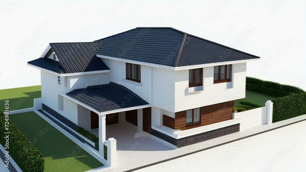 3d house model rendering on white background, Clean and precise 3D illustration modern cozy house. Concept for real estate or property. 3d house model rendering on white background, Clean and precise 3D illustration modern cozy house. Concept for real estate or property.