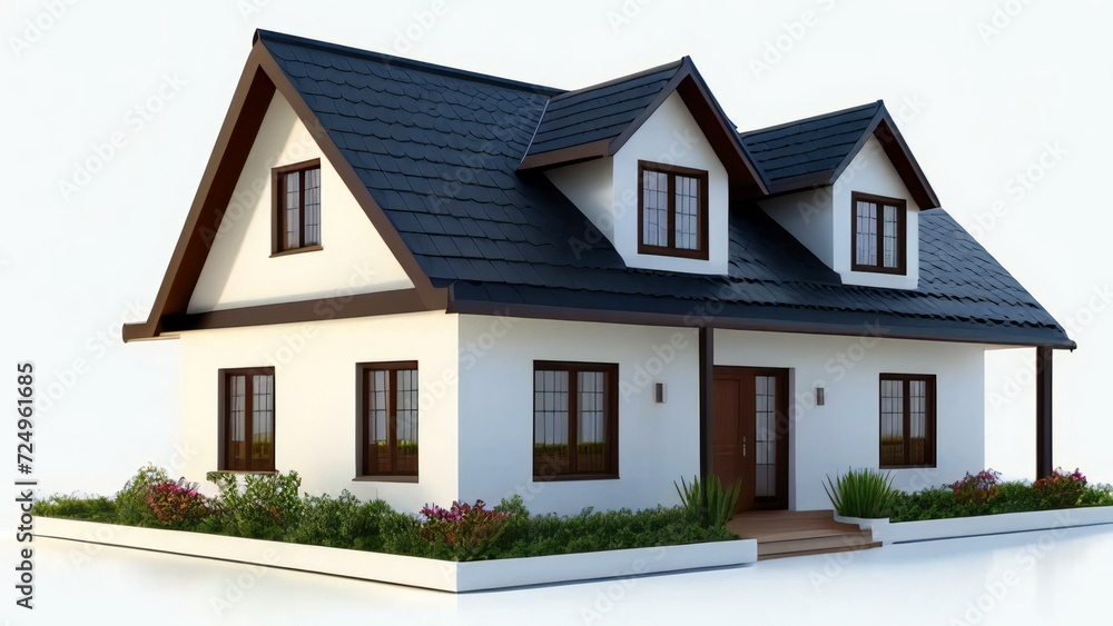3d house model rendering on white background, Clean and precise 3D illustration modern cozy house. Concept for real estate or property. 3d house model rendering on white background, Clean and precise 3D illustration modern cozy house. Concept for real estate or property.