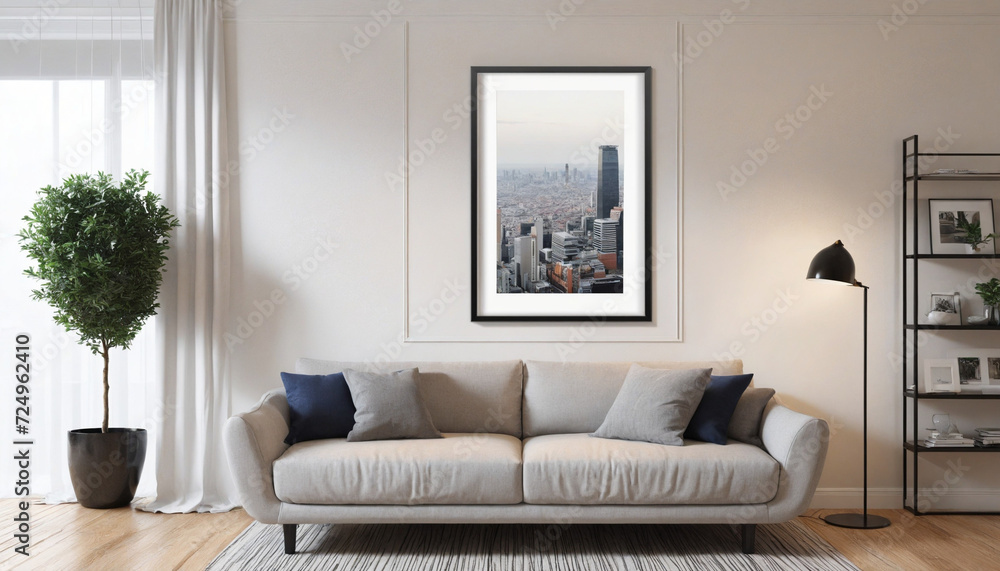 mock up poster frame in modern interior background, living room, Scandinavian style, 3D render, 3D illustration mock up poster frame in modern interior background, living room, Scandinavian style, 3D render, 3D illustration