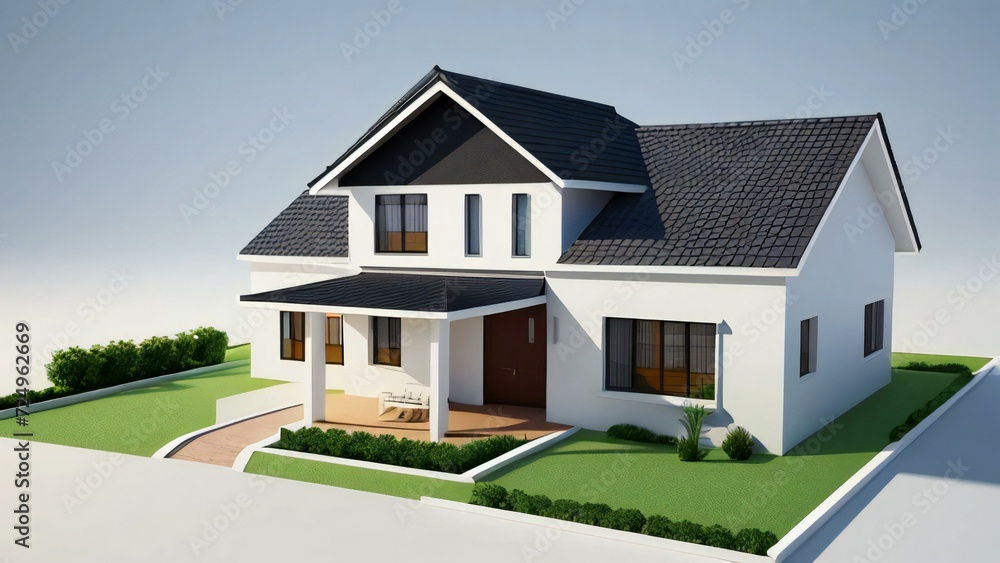 3d house model rendering on white background, Clean and precise 3D illustration modern cozy house. Concept for real estate or property. 3d house model rendering on white background, Clean and precise 3D illustration modern cozy house. Concept for real estate or property.