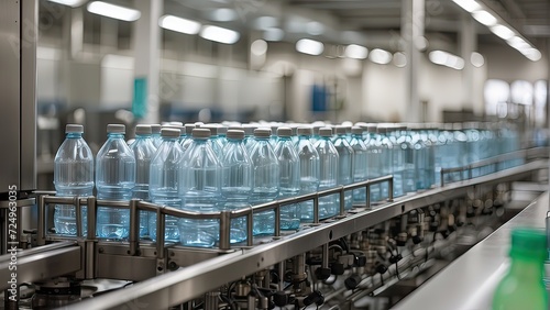 Beverage bottling line in a clean, well-lit facility using plastic bottles