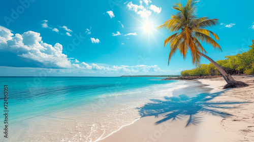 Sun-Kissed Shoreline  Tranquil Palm Perfection