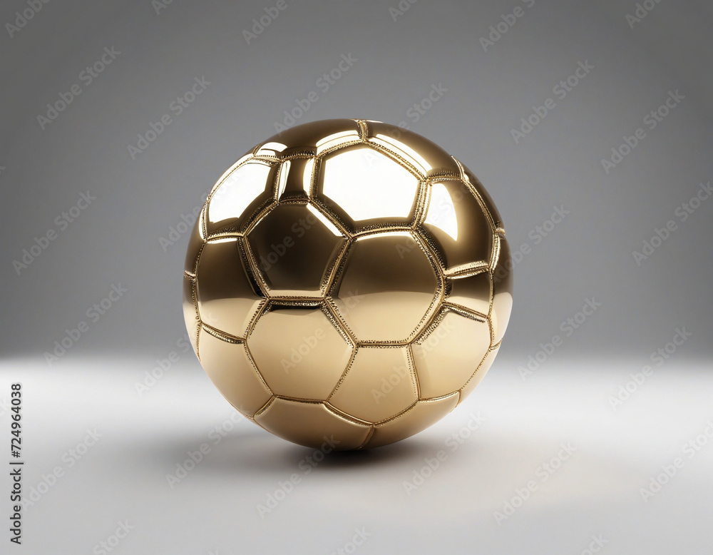 Gold soccer ball isolated on white background. 3D illustration.