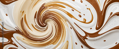 Creamy Caramel Milk Chocolate Explosion Background with Toffee Candy. photo