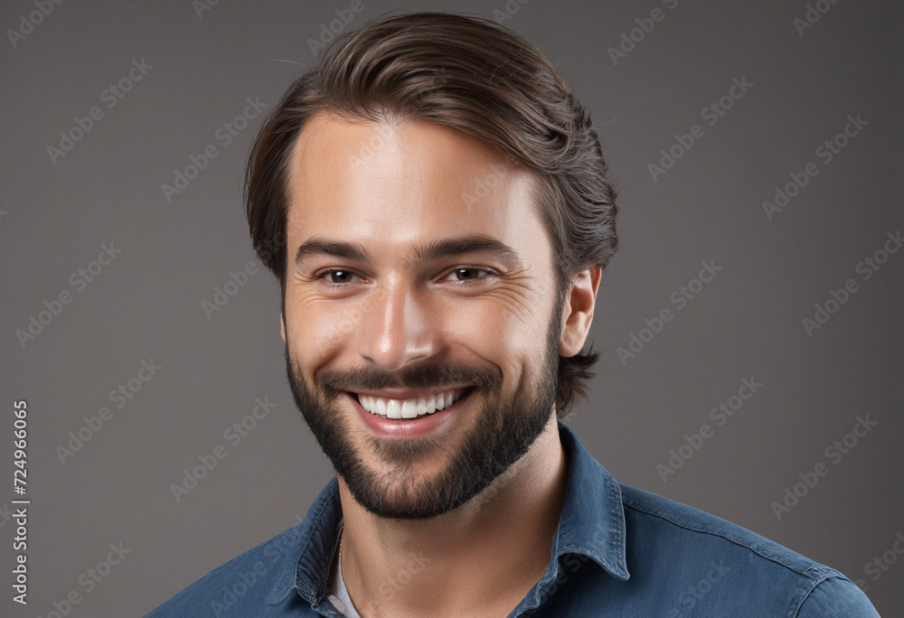 Obraz premium Beaming man with facial hair facing the camera