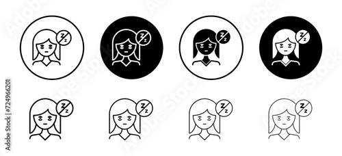 Cant fall asleep vector icon set collection. Cant fall asleep Outline flat Icon.