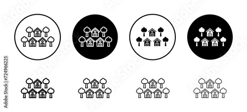 Neighborhood vector icon set collection. Neighborhood Outline flat Icon.