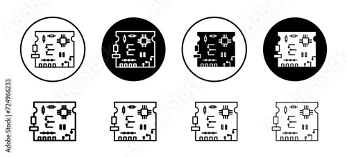 PCB vector icon set collection. PCB Outline flat Icon.