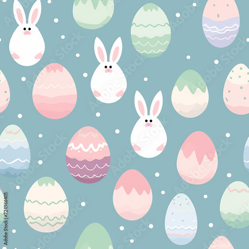 seamless pattern for easter on a white background. Easter eggs, branches, flowers in pastel gentle colors. spring easter pattern for wrapping paper, textile, wallpaper. Happy easter holiday elements