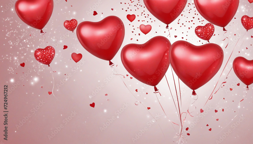Heart-shaped balloons for celebratory background