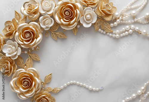 Golden rose marble 3D wallpaper ceiling
