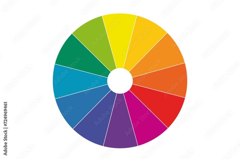 Obraz premium Color wheel isolated circle. Bright Round Spectrum Palette. PNG. Perfect for Creative Design and Visual Blending