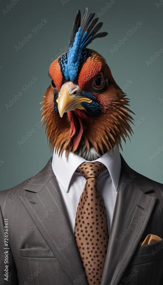 Fashionable Portrait of a Charismatic Anthropomorphic Bird