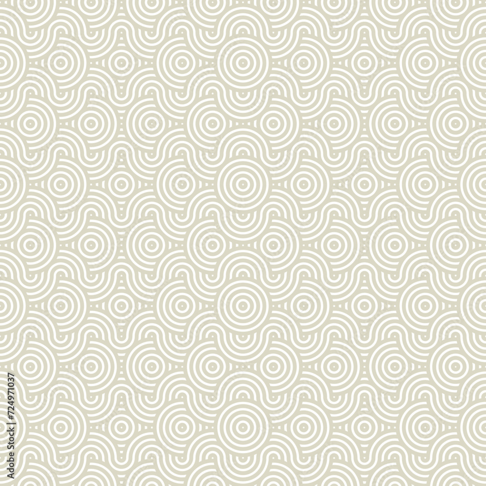 Seamless pattern with circle waves in beige color for backdrops, banner backgrounds, surface design etc