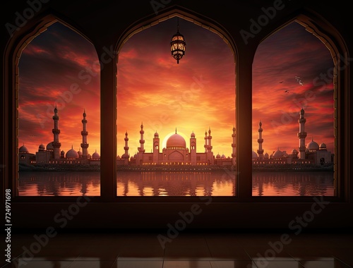 Mosque scenery ideal for creating Ramadan greetings cards.