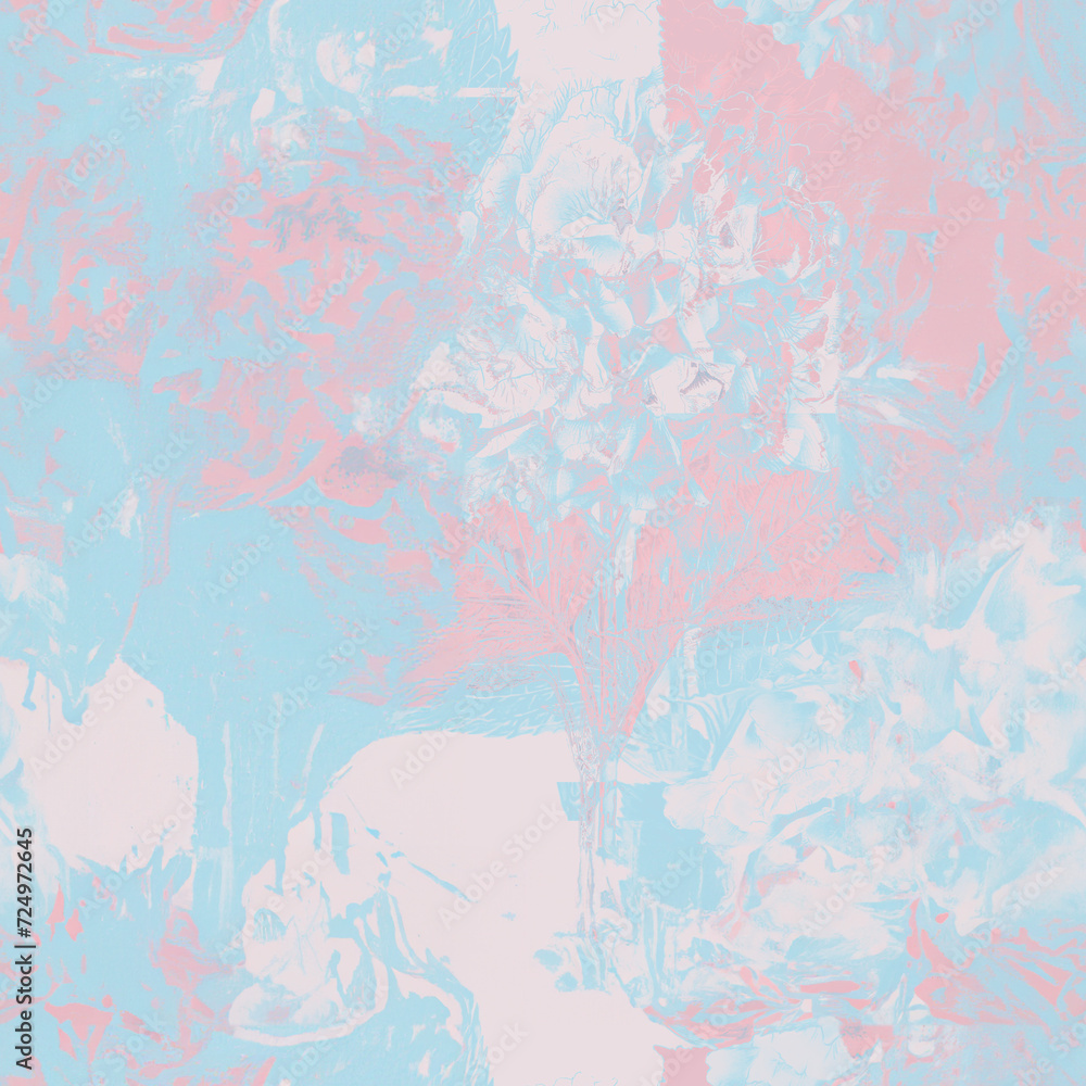 Pastel soft pattern seamless distorted textured abstract background in pink blue color colorful artistic design texture