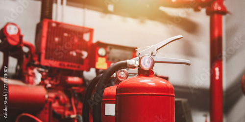 Engineer check fire suppression system,check fire extinguisher tank in the fire control room for safety