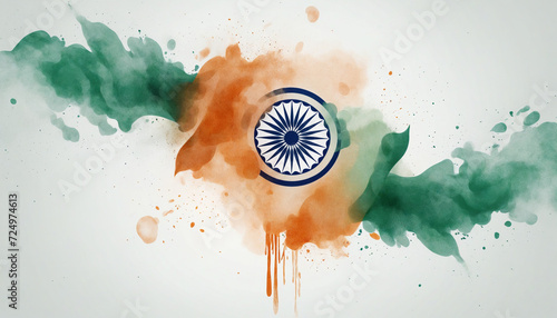 Colorful abstract representation of the Indian flag using smoke. photo