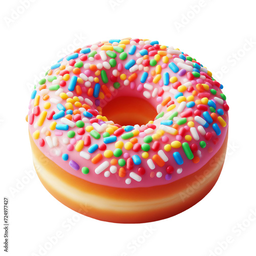 colored sweet donuts with candy sprinkles, transparent PNG with no background