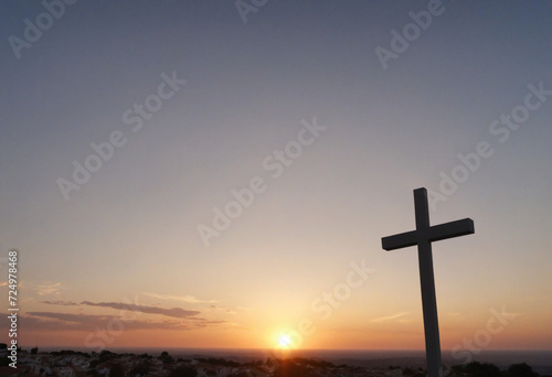 Sunset cross in the sky