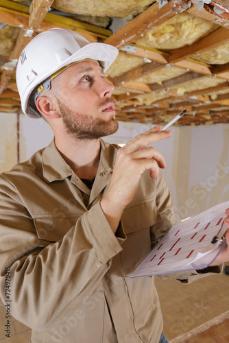 construction contractors building new home photo