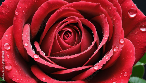 Close-Up of Red Rose with Dew Drops