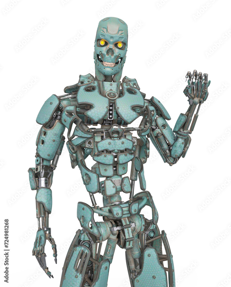 mega cyborg is standing up in white background mega cyborg is standing up in white background