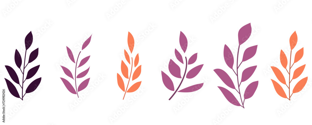 Set of abstract branches of greenery. Set of abstract branches of greenery.