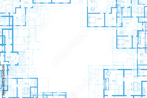 Architectural background. Building construct plan. Interior design sketch draw. Home floor architect pattern. Office reconstruction project. Abstract technology illustration. Vector blueprint. photo