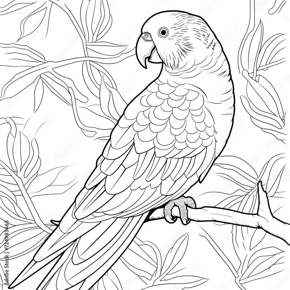 Obraz premium Parrot Coloring Page, ai generative