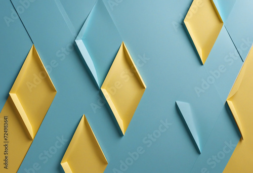Pastel blue and yellow geometric pattern on paper
