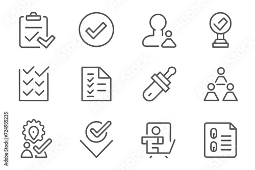 Simple Set of Approve Related Vector Line Icons. Contains such Icons as Inspector, Stamp, Check List and more. Editable Stroke.