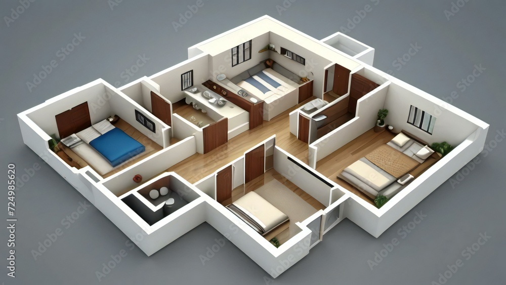 3d illustration floor plan isolated on white background. modern ...